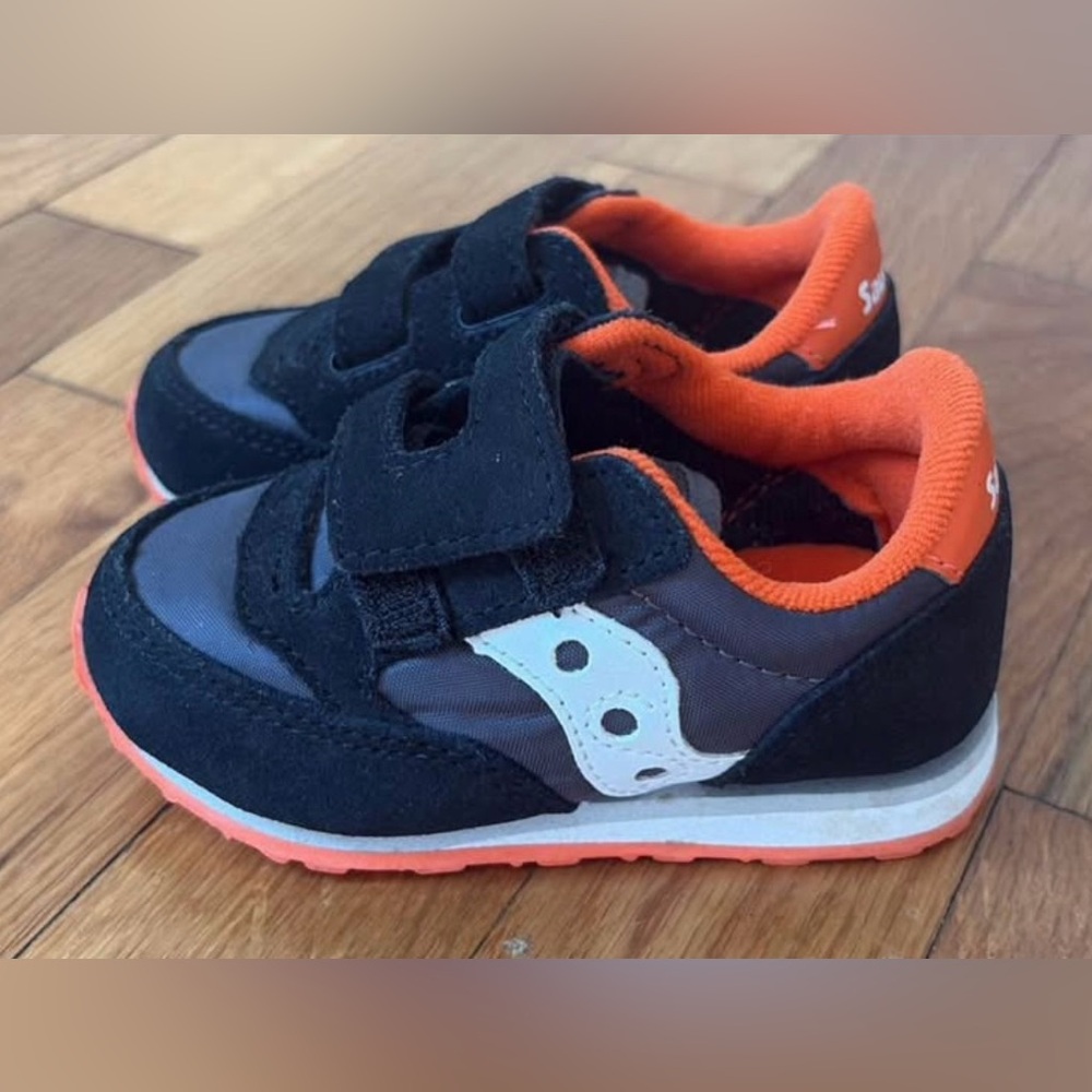 Saucony Toddler Kids' Navy Blue and Orange Velcro Sneakers